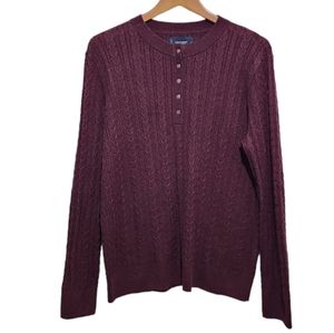 Lucky Brand Marron Sweater Knit 5 Button Henley Pullover Long Sleeve Large
